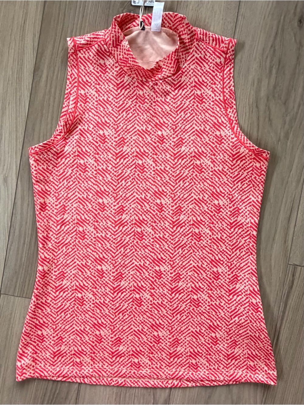Adidas Golf Ultimate Jacquard Sleeveless Mock Neck Women's Top Coral Pink XS